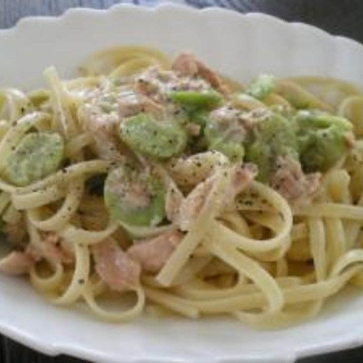 ツナと空豆のクリームチーズパスタ